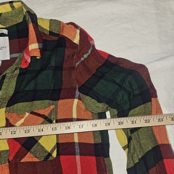 Womens American Eagle Outfitters Boyfriend Fit Plaid Button Down Shirt Size Med - Picture 5 of 7